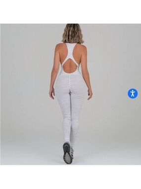 Davis Active White/Grey Open-Back Jumpsuit